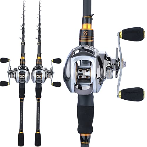 Sougayilang Baitcaster Fishing Rod And Reel Combo, Ultra Light Baitcasting Fishing Reel For Travel Saltwater Freshwater And Beginner-5.9Ft Rod And Right Hand Reel #TOP1