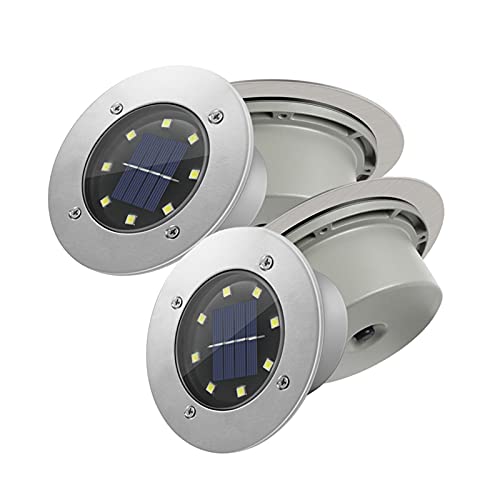 Luz Solar Jardín Al Aire Libre Iluminación De Suelo 8LED Blanco /Cálido IP68 Lámpara Solar Foco Empotrado Cover
