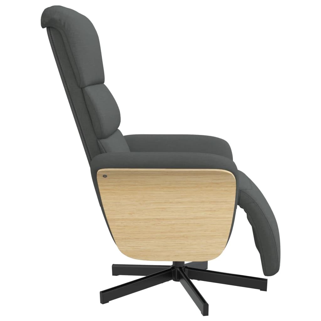 Sillón reclinable gris oscuro con reposapiés, giratorio de 360 grados, cómodo, función de reclinación manual, asiento tapizado, perfecto para sala de estar u oficina
