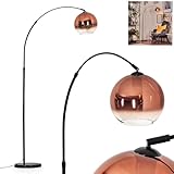  hofstein Lampadaire Koyoto, en métal/verre noir/cuivre/clair avec pied en marbre, lampe réglable au design rétro (abat-jour Ø 25 cm), interrupteur au pied, E27, salon, chambre à coucher, couloir
