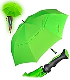 iX-brella 130 cm XXL Fiber-Golfschirm Automatik doppeltes Dach mit Ventilationsbezug - neon green