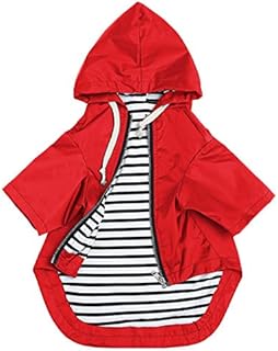 Stylish Premium Dog Raincoats - Dog Wear Yellow Zip Up Dog Raincoat with Reflective Buttons, Pockets, Rain/Water Resistant, Adjustable Drawstring -Yellow -S