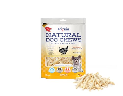 Frigera Gepuffte Hähnchenfüsse 250g – Hochwertige Hundesnacks, Wenig Geruch, Mono-Protein, Gluten- und Getreidefrei