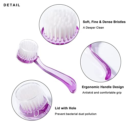 Soft Bristle Facial Cleansing Brush, Raploy 3 Pack Face Scrubber And Cleanser Acrylic Handle For Face Exfoliating And Massage (Black,Clear,Purple) #TOP2