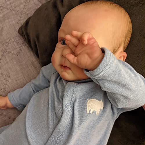 Zero pam Reborn Baby Junge 23 Zoll Lebensecht Babypupp Wie Echtes Baby Silikon Baby Mit Blaue Augen Newborn Baby Puppe Ab 3 Jahre – Bild 4