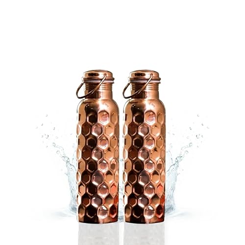 Craft Trade Natural Copper Water Bottle for Drinking & Travel, Pack of 2