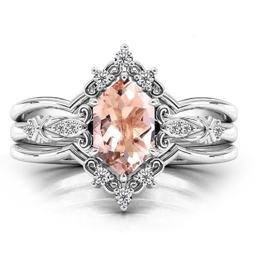 10K 14K 18K Real Gold Hexagon Gemstone Engagement Rings Set for Women Hexagon Cut 925 Sterling Silver Vintage Birthstone Wedding Anniversary Promise Jewelry Bridal Set Size4~15