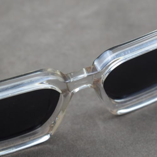 Image of Retro Fashion Thick Acetate Polarized Sunglasses Trendy Square Men Womens Black Grey Shades Vintage