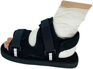 Hearttouch Medical Open Toe Plaster Cast Shoe Post up Recovery Shoe Adjustable Straps Post Op Shoe Broken Toe Open Walking Shoe for Foot Injuries Stable Ankle Joints Postoperative Recovery (Black,X-Large)