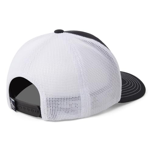 Original Penguin Golf Pop Fest Pow Logo Patch Adjustable Mesh Trucker Snapback Hat (Caviar)