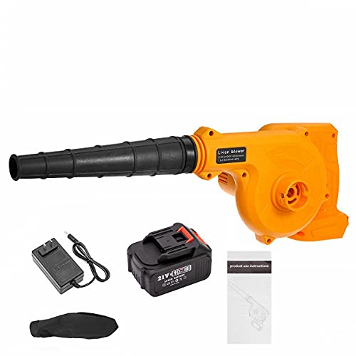 Leaf Blower Vacuum Slvoefi 21V 2 in 1 Leaf Blower / Vacuum Cordless with Rechargeable Battery & Charger, Electric Leaf Blower for Blowing Leaves, Snow Debris and Dust