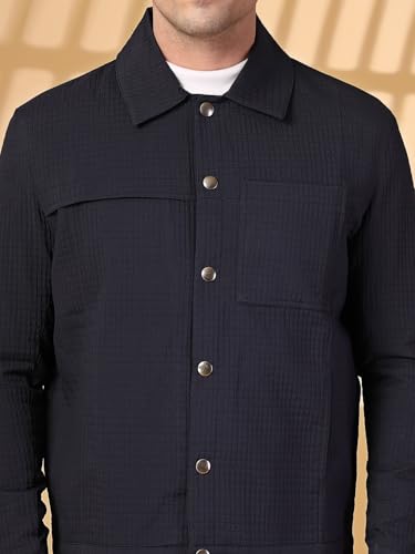 Image of CHKOKKO Men's Fleece Solid Winter Wear Regular Fit Standard Length Jacket