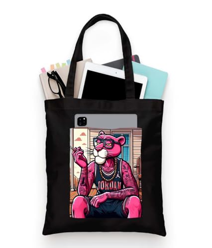 Image of ZORI Black Tote Bag With Pocket Printed Designed Canvas Tote Bags For Women large capacity,Tote bag For Shopping, College, Travel, More Canvas Handbag For Unisex Bag