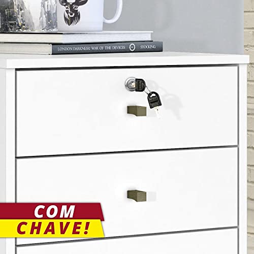 Gaveteiro 4 Gavetas com Chave Intelectual Zanzini Branco Ártico