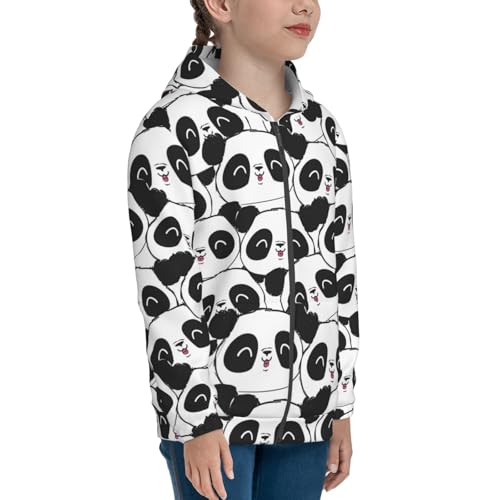 Panda Bear Kid Hoodies Boys Zip Up Sweatshirts Girls Pullover with Pocket4