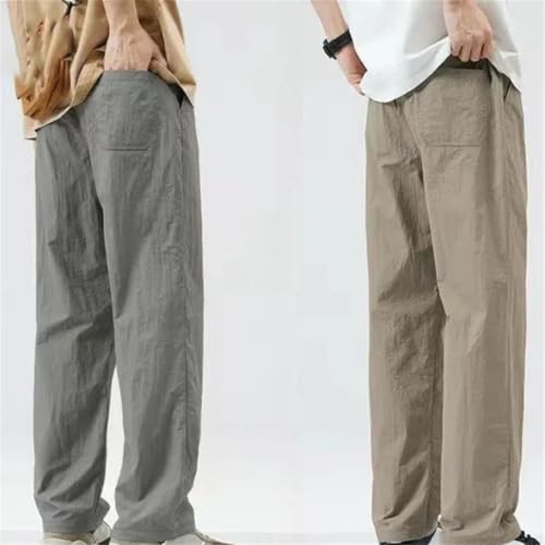 Men's Ice Silk Work Dress Pants Straight Casual Cool Formal Baggy Trousers Cooling Pocket Summer4