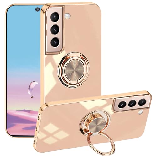 Yarxiawin Phone Case for Samsung Galaxy S21 5G with Ring Holder, 360° Rotatable Kickstand for Samsung S21 Case Silicone Soft Slim Pink Cover Aesthetic Shockproof (Pink) by Yarxiawin - Used condition - CA$4.13
