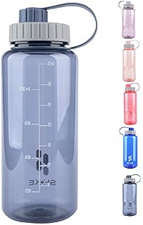 SHOKE 1 Liter Water Bottle, 32oz BPA Free Non-Toxic Tritan Wide Mouth Leakproof
