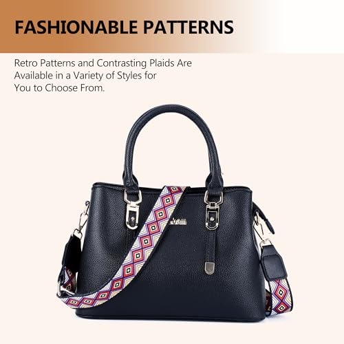 Image of Purse Straps Replacement Crossbody, Adjustable Long 29-57 Inch Detachable Thick Purse Strap with Colorful Checkered, 1.5 Inch Wide Decorative Shoulder Bag Strap for Women Handbags, Bag & Tote