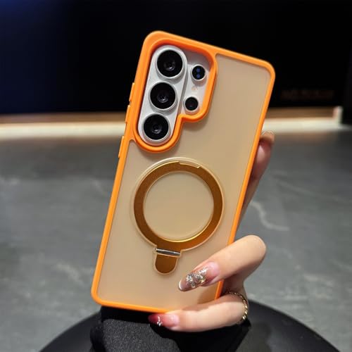 Coque Samsung S23 Plus silicone anti-chute orange mat avec anneau
