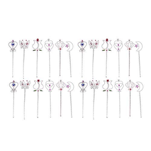 TOYANDONA 24 Pcs Princesa Wands Metálica Dress- Up Wand Rose Butterfly Wands Coração Design Angel St