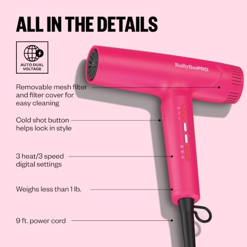 Image of BaBylissPRO Nano Titanium Professional Nano Light Ionic Dual-Voltage Lightweight Hair Dryer