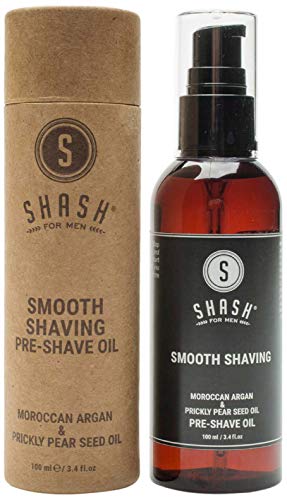 SHASH Smooth Shaving Pre-Shave Oil (100ml) - All-Natural Formula Helps Prevent Razor Burn, Ingrown Hairs and Bumpy Irritation - Paraben, Silicone and Sulfate-Free