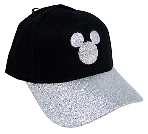 Disney Silver Tone Glitter Mickey Mouse Baseball Cap #TOP1