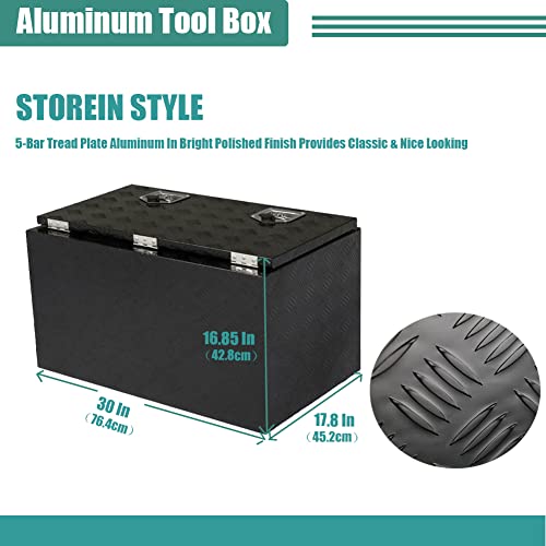 Moosun 30 Inch Aluminum Diamond Plate Tool Box, Waterproof Rectangular Under Truck Storage Chest For Pick Up Truck Bed, Rv Trailer, Atv With Lock And Keys Black #TOP2