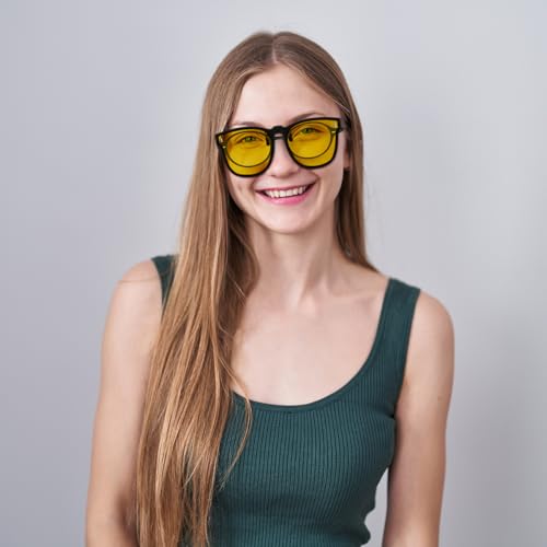 Image of FEISEDY Polarized Clip On Sunglasses Over Prescription Glasses Men Women Fit Flip Up B4177