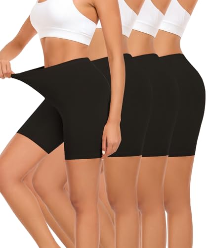 Image of 4 Pack Cotton Boy Shorts Underwear for Women Anti Chafing Shorts for Under Dresses Soft Boxers Panties