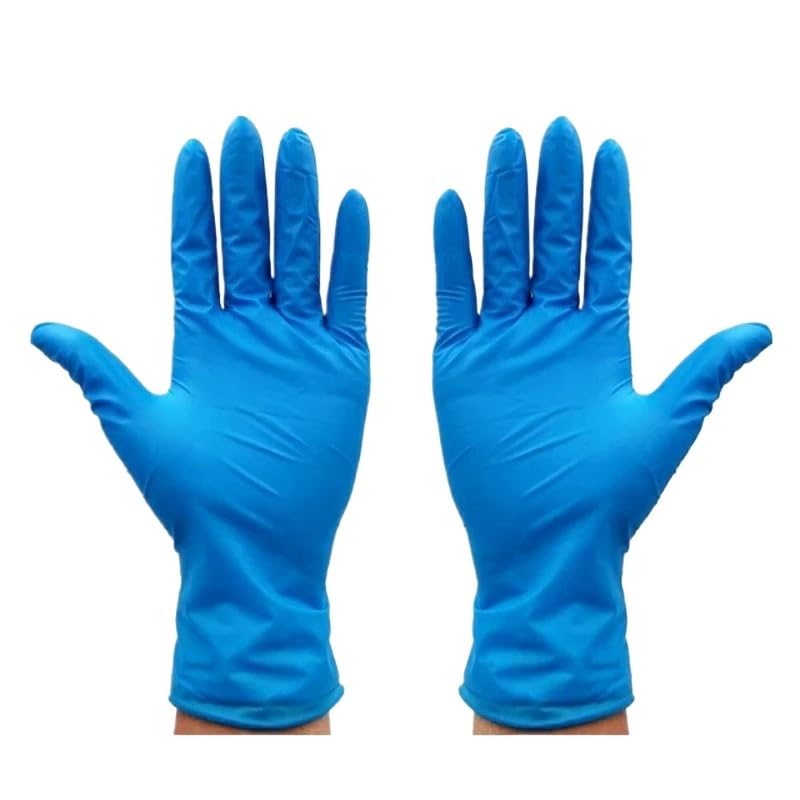 Guantes de nitrilo blancos desechables, 20/100 unidades, for limpieza del hogar, cocina, jardinería, salón belleza, tatuajes, trabajo(Blue 100PCS,S)
