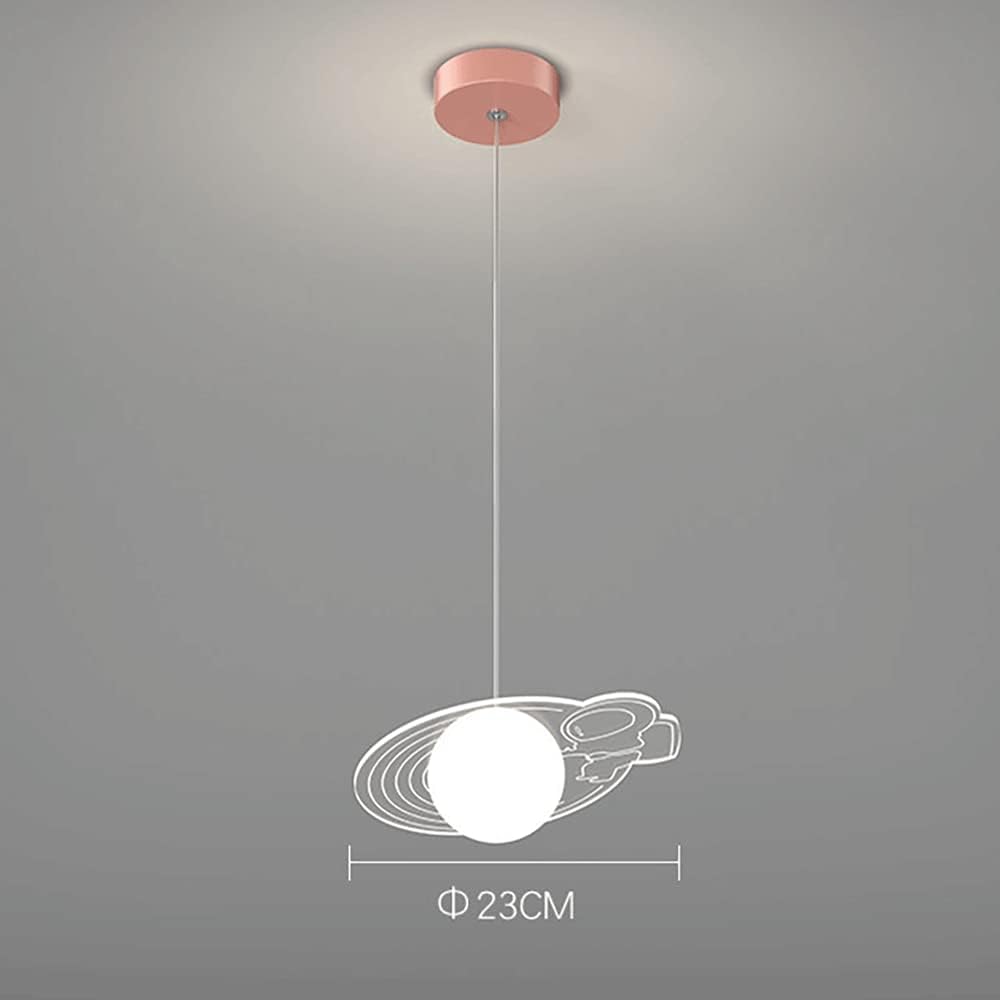 Suspension De Chambre De Princesse Rose, Suspension Décorative Astronaute En Acrylique Avec Abat-Jour En Boule De Verre, Lampes Suspendues Modernes À Led 5W, Lampes À Suspension Décoratives Po