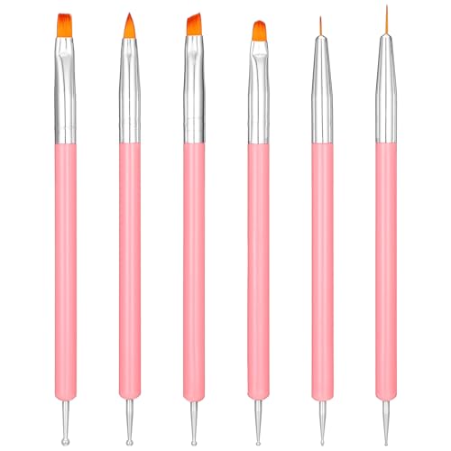 6Pcs Nail Brushes Kit Detail Nail Art Brushes Double Ended Nails Dotting Tools Small Brush Design...