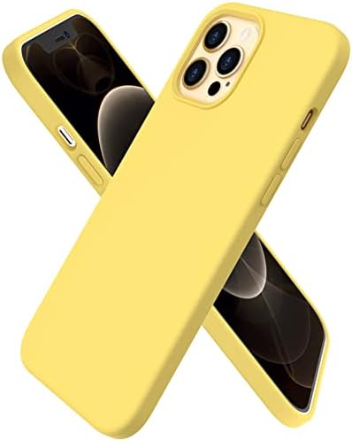 ORNARTO Compatible with iPhone 12 Pro Max Case 6.7, Slim Liquid Silicone Full Covered Soft 3 Layers Gel Rubber with Microfiber Case Cover 6.7 inch-Navy Blue