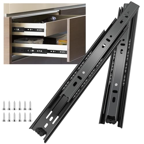 Sulawskys 12 Inch Drawer Slides, 6 Pairs (12 Pcs) Full Extension Ball Bearing Rails, Side Mount Heavy Duty 100 LB Capacity Metal Runners for Kitchen Cabinet, Wardrobe Dresser, Zinc Plated Steel Black by Sulawskys - Image 8