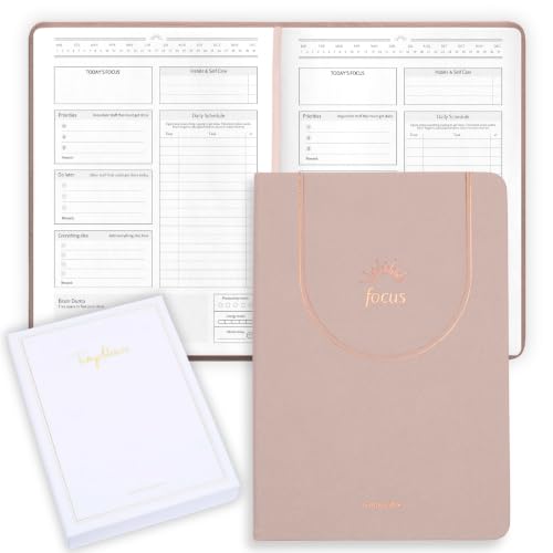 ADHD Daily Planner for Neurodivergent Adults Premium Leather Productivity & Task Management Planner with Guided Focus Pages 170gsm Paper Gold Foiling & Gift Box Undated | A5 (Nude)