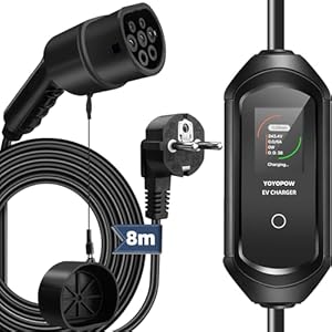 chargeur voiture electrique, 3,68 kw/8m ev chargeur type 2, cable recharge voiture electrique avec Écran led/eu schuko, borne de recharge monophasé ip67(iec 62196 2)