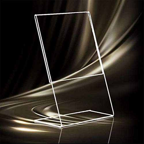 Hesin 10 Pack L Shape Acrylic Sign Holder 3.5X 5 Portrait Version Acrylic Store Price Tag Rack With Slant Back For Notice, Info, Menu, Price Sheet, Photo, Or Any Literature (10 Pack) #TOP1