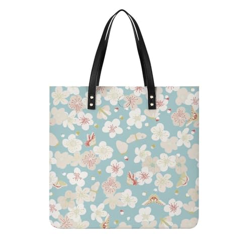 Sac shopping fleurs et papillons pour femme - Tote bag grand format 39x39cm