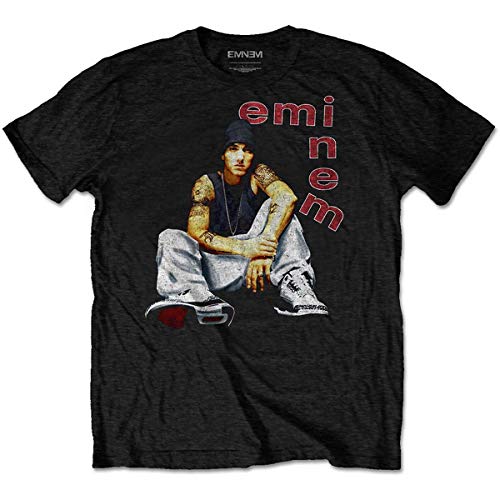 T-Shirt Eminem Imprimé Lettres Rock Off Coupe Ample Taille L