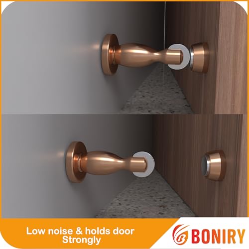 Image of Boniry Premium Magnetic Door Stopper | Durable, Stylish & Rustproof | Protects Doors | Strong Hold, Easy Installation | Perfect for Home & Office Use (2, Rose Gold)