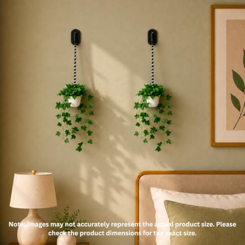 Image of fancymart Artificial Hanging Ivy Plant with White Hanging Pot & Rope, Pack of 2, Realistic Green Leaf Creeper for Home, Office, Living Room & Wall Decor, 60 cm Height