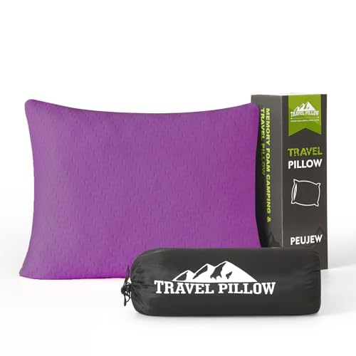 PEUJEW Shredded Memory Foam Travel Pillow, Purple, S