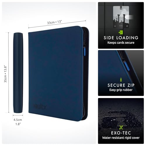 Image of Vault X 12 Pocket Zip Binder, 480 Cards, Exo-Tec Material, 20 Side-Loading Pages (Blue)