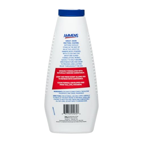 Image of Ammens Original Body Powder - Talc Free Body Powder with Naturally Derived Cornstarch - Free from Dye and Parabens - Soothes Itchy Skin - 11 oz (Pack of 6)