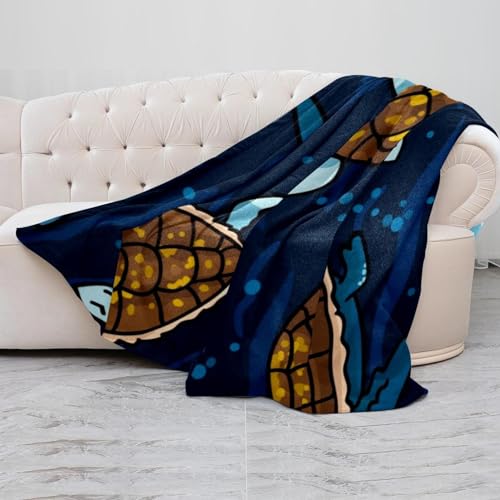 Couverture douce en molleton microfibre au design tortue et finitions premium - 5