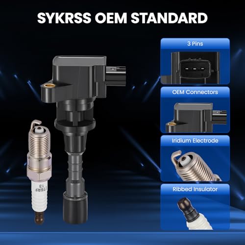 Image of 4-Pack UF541 Ignition Coils & SP432 Spark Plugs Kit Compatible with Mazda 5 2006-2007, L4 2.3L - Replaces LFB618100A LFB618100B LFB618100B9U LFB618100C9U UF-541 5C1741 GN10400 & more