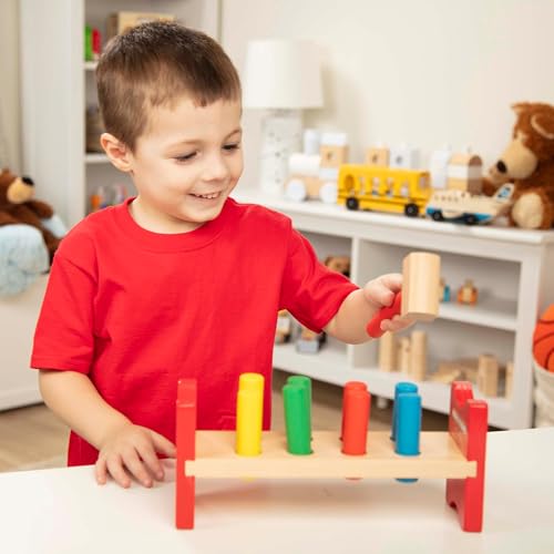 Image of Melissa & Doug Deluxe Wooden Pound-A-Peg Toy with Hammer - FSC Certified