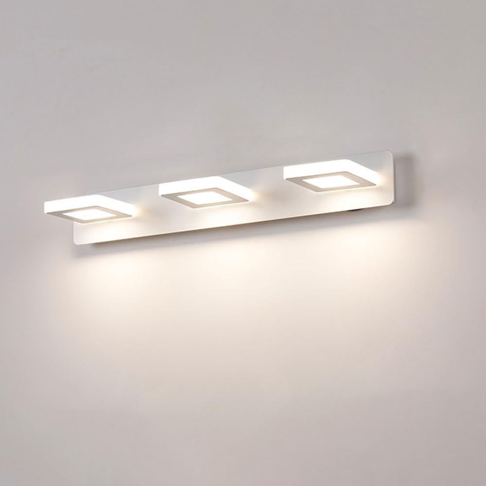 18W Modern White 3- Color Wall Mount Light for Bathroom Long Mirror Wall Lights Long Rectangle Living Room Mirror Headlights Wall Lamp 360° Angle Adjustable Wall Sconce for Bedroom Corridors